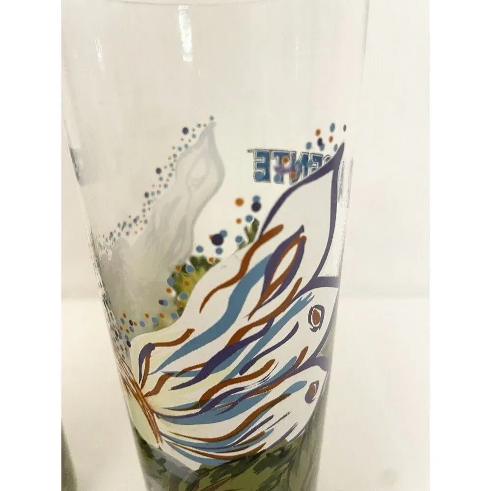 (2) Lot Grande Absente Absinthe Originale Refined Drink Cocktail Glasses Painted